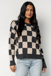 Quincy Checkered Sweater | Deep Jade